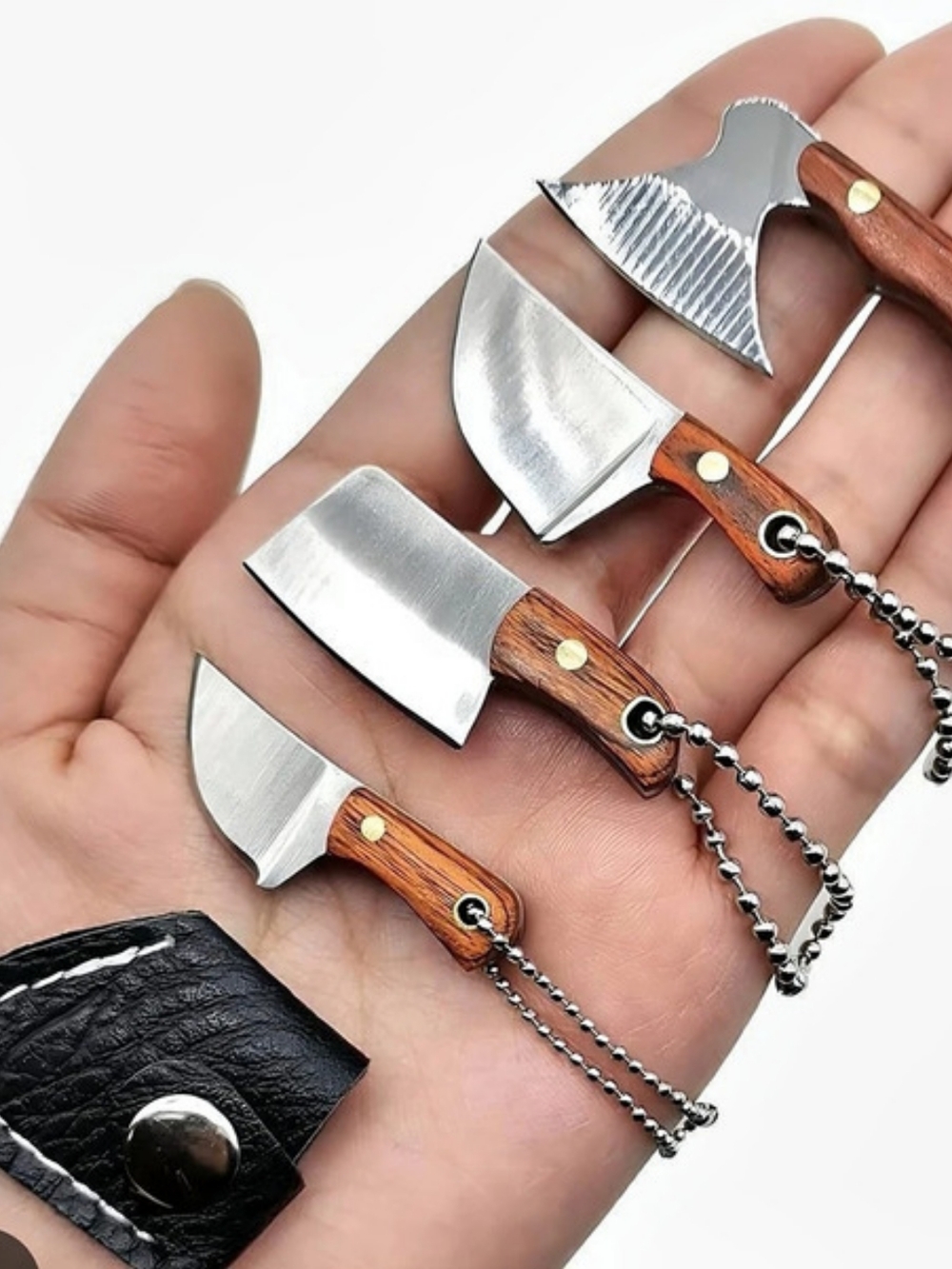 Keychain Knife Set of 4 Brown & Black